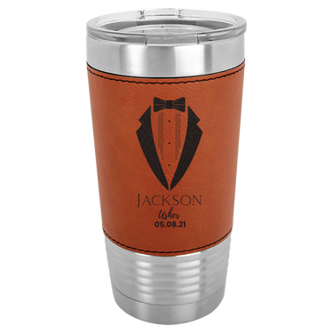 Personalized 20oz Leatherette Groomsmen Tumbler Gift